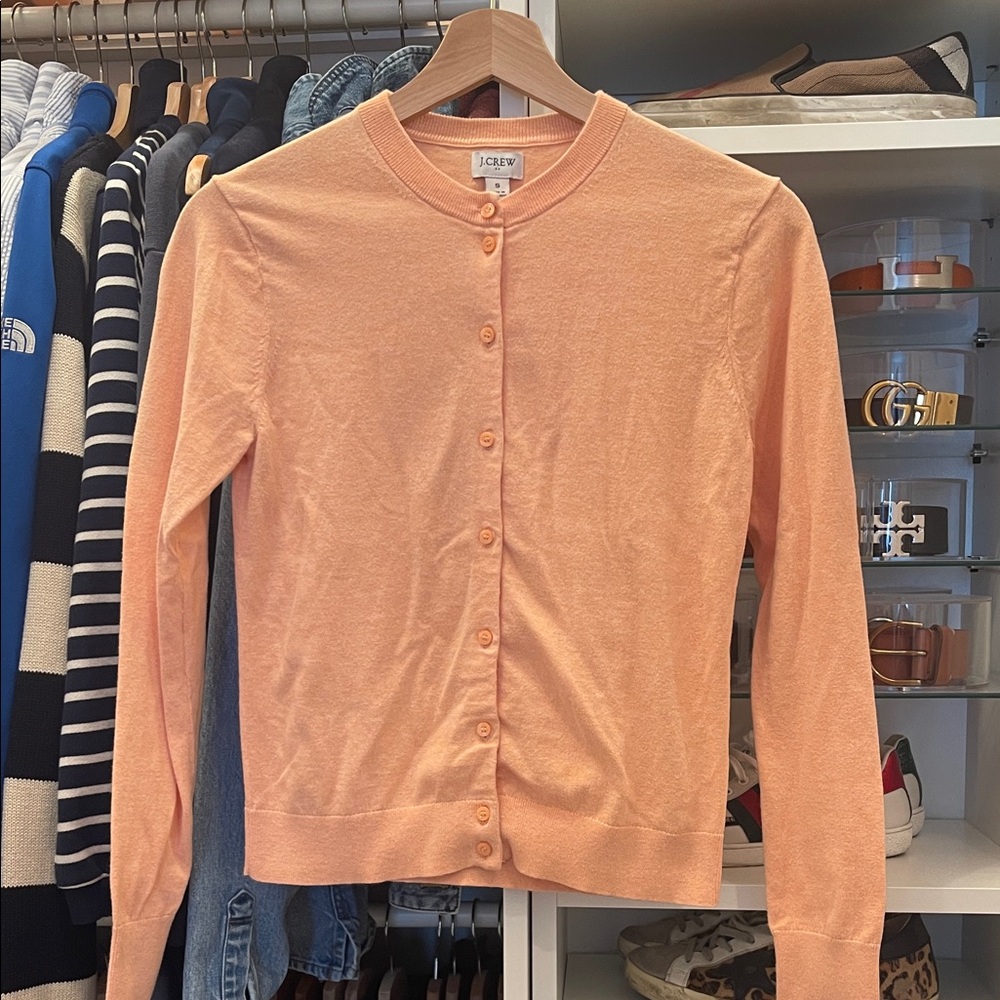 J. Crew Women's Peach Button-Up Cardigan